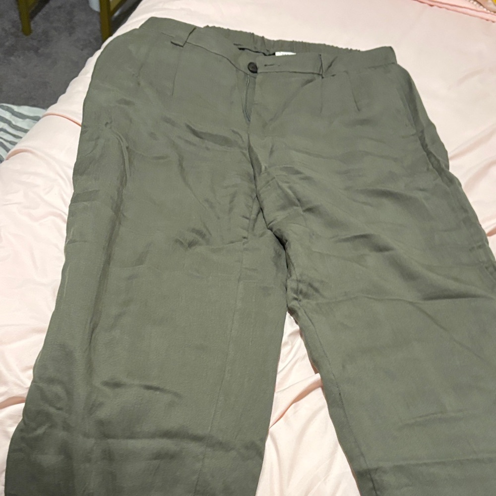 Women’s  Olive Green Linen Blend Pants